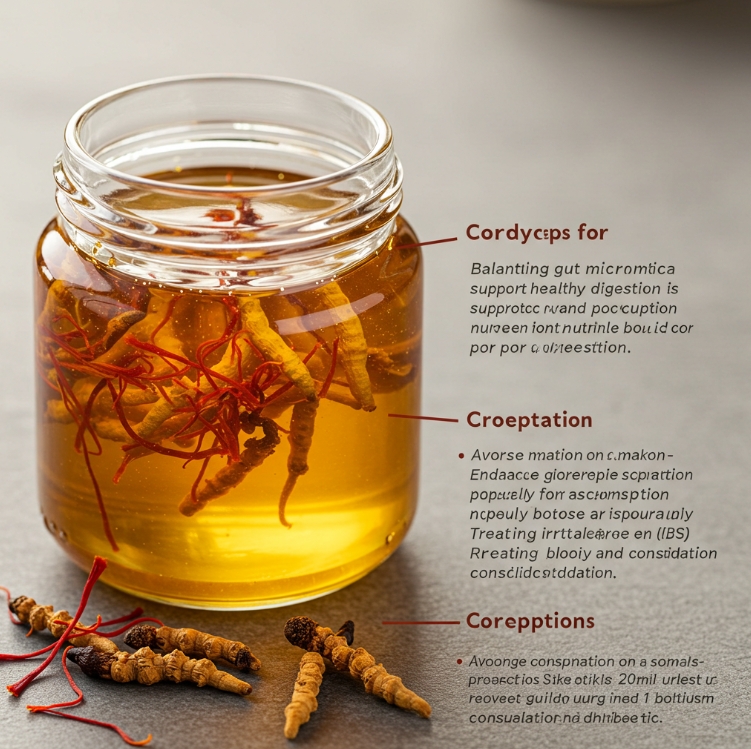 mạt ong ngâm đông trùng và saffron